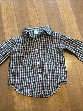 Class Club Boys' Burgundy Plaid Button-Down Shirt